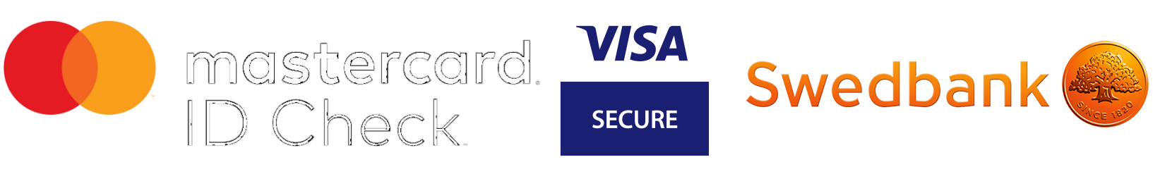MasterCard id check, visa secure, swedbank
